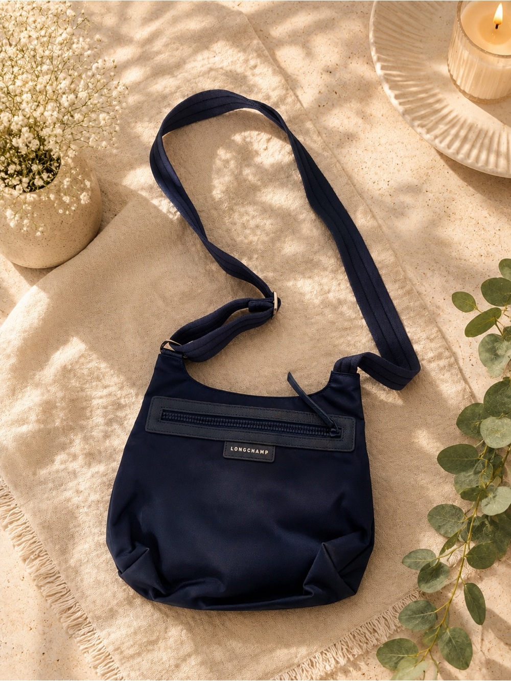 Longchamp Navy Crossbody Nylon Shoulder Bag